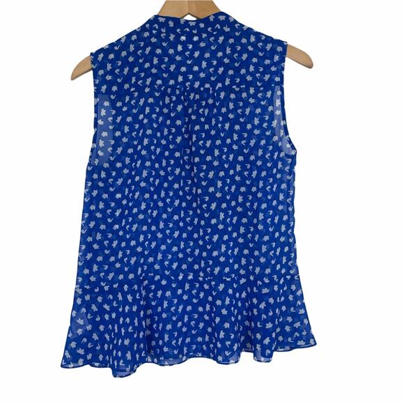 Cabi Electric Peplum Sheer Blue Tank Top XS - Picture 7 of 10